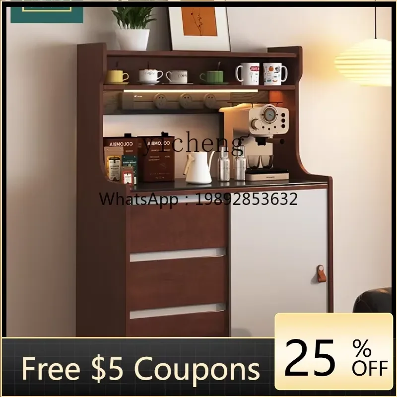 for R1 Retro Solid Wood Rock Slab Dining Side Cabinet Small Apartment Integrated Multi Functional Wall Mounted Medieval Style
