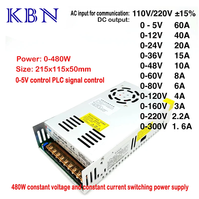 Adjustable DC stabilized 480W switching power supply 0-5-12-24-36-48-60-80-120-160-220V