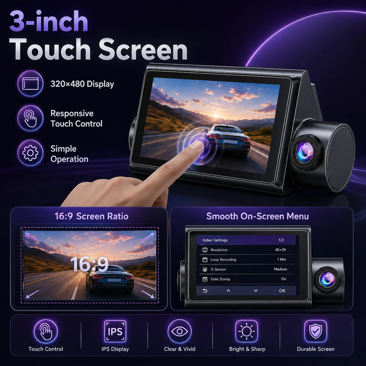 XFY X18 4K+2K WiFi Dash Cam Car DVR 3