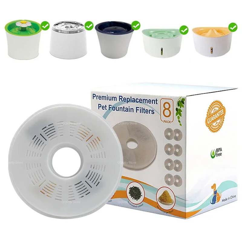 Filtro de carbón activado para fuente de agua automática Catit de 15cm, filtros para bebedero de agua para gatos, 6 uds., 8 uds.