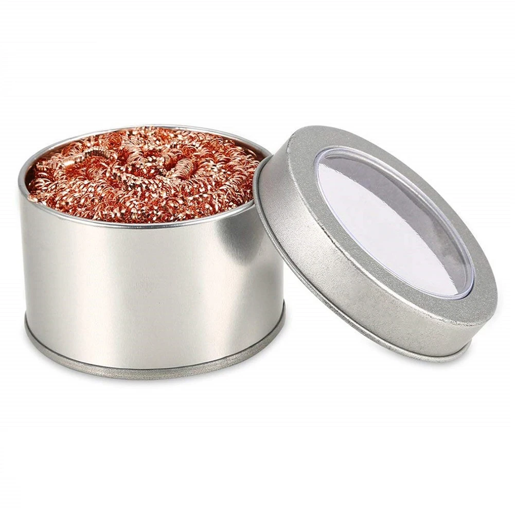 2PCS Filo metallico con supporto Set Saldatura Dissaldatura Saldatura Punta di ferro per saldatura Pulitore per scorie Pulizia Filtro a rete con sfera in acciaio