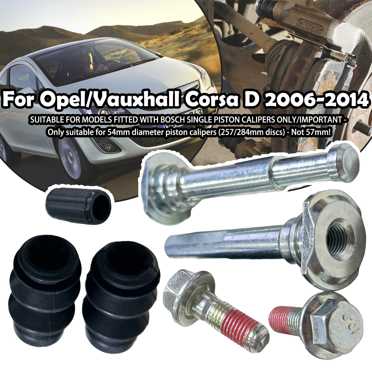 

For Opel/Vauxhall Corsa D 06-2014 Front Brake Caliper Slider Guide Pins Bolt Kit Left Right Disc Housing Bellows Sleeve Bushing