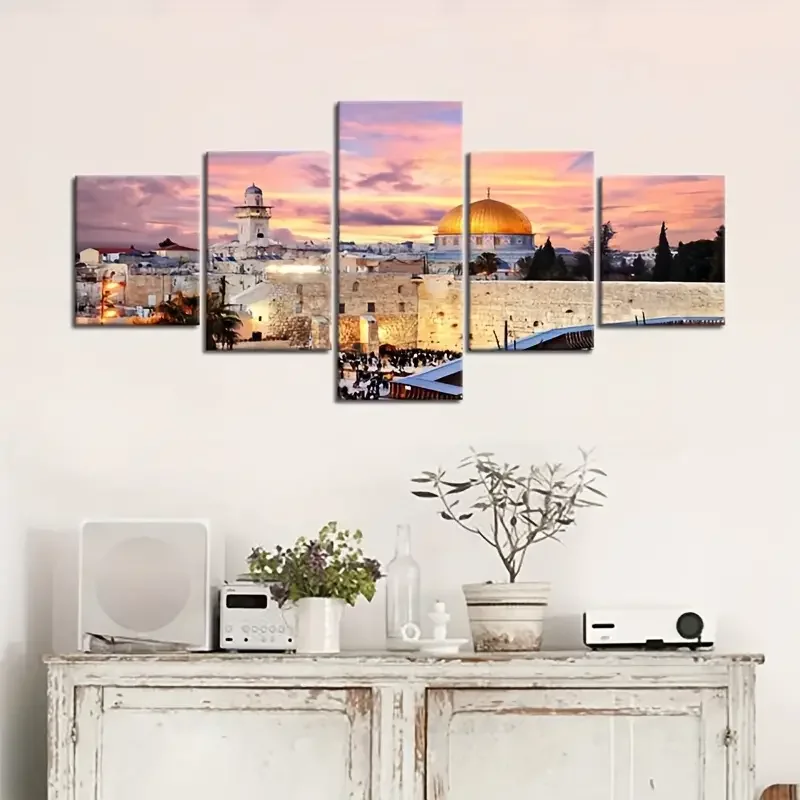 Jerusalem Modern Painting on Canvas Wall Art Islamic Wall Art Mosque Muslim Prints Art Home Decor for Living Room Pictures 5 Pie