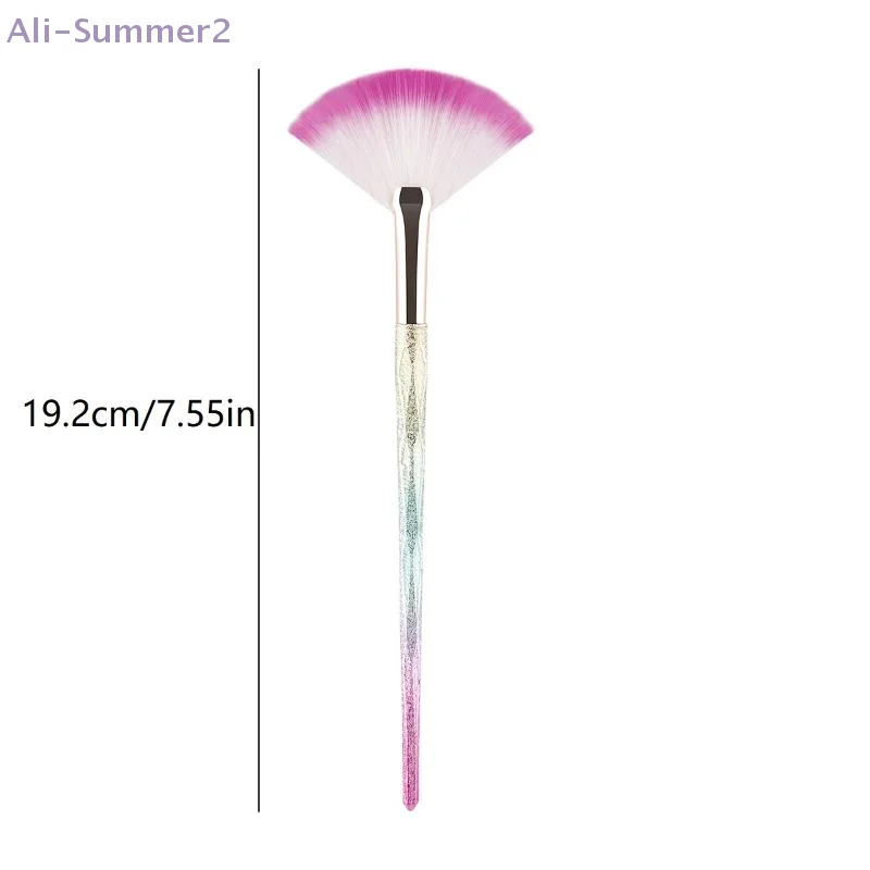 {Summer2} فرشاة مكياج ناعمة على شكل مروحة مع مقبض أومبير كبير مسطح يسلط الضوء على أدوات صنع بودرة أحمر الخدود السائبة #6