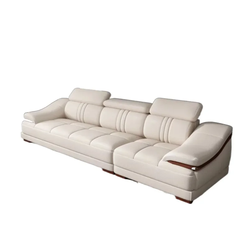 

Modern simple sofa first layer cowhide large, medium and small apartment leather sofa living room corner furniture combination