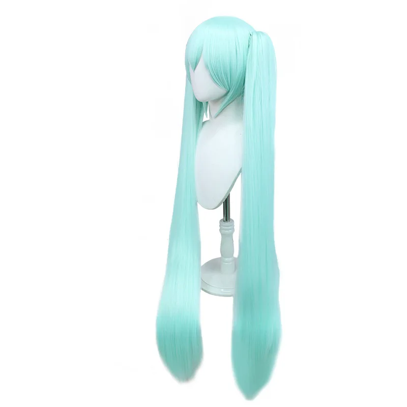 Hatsune Miku Wig Cosplay Styling VocAloid Aqua Blue Miku Halloween Cosplay Costume Blue double ponytails