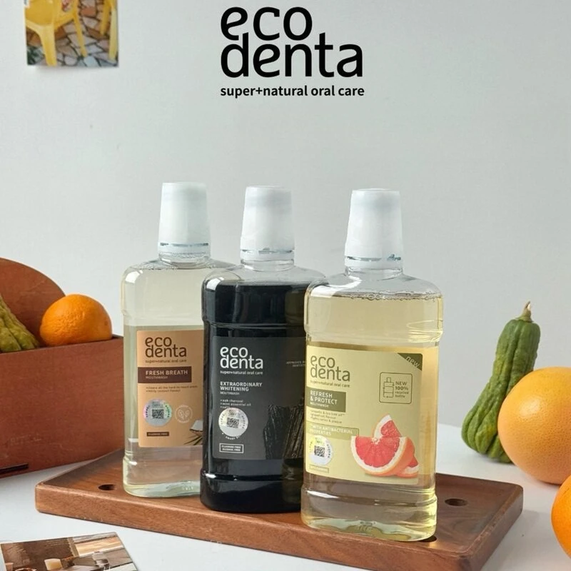ECODENTA Coconut Mouthwash 500ml, Cleans & Freshens Breath, Gentle Oral Care for Long-Lasting Freshness & Protection