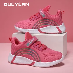 Fashion Breathable Sports Shoes Children's Fly-knit Shoes Spring Girls Low-top Mesh Cloth Kid's Casual Running Shoes 28-38 Size