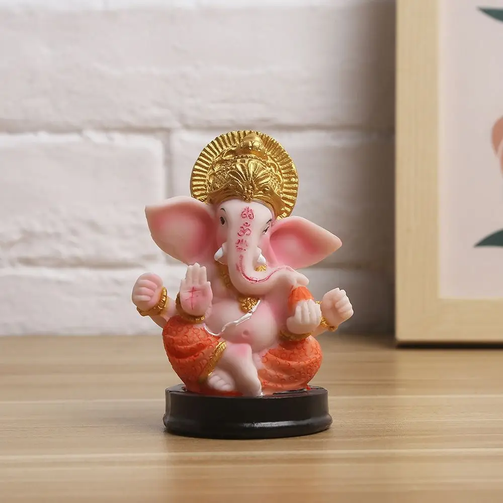 Creative Resin Crafts Elephant God Sculpture Decorative Small Ganesha Statue Unique Car Elephant Statue Garden