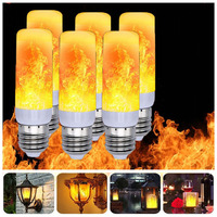 6PCS E12 E14 E27 B22 LED Flame Light Yellow Jump Fire Light 1600k 1700k 1800k 3 modes 4 modesStage KTV Holiday Garden Backlight