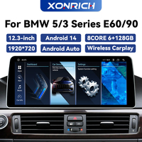 Wireless CarPlay 1920*720P 12.3Inch Android 14 Car Multimedia Player For BMW 3/5Series E60 E61 E90 E91 E92 E93 CCC CIC 8Core DSP