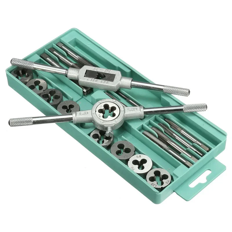 10/20Pcs Tap Die Set M3-M12 Screw Thread Metric Taps Wrench Dies DIY Kit Wrench Screw Threading Hand Tools Alloy Metal