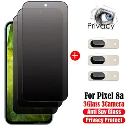 6IN1 3D Privacy Screen Protectors For Google Pixel 8a Anti-spy Protective tempered glass For Google Pixel 8 8 Pro Camera Film