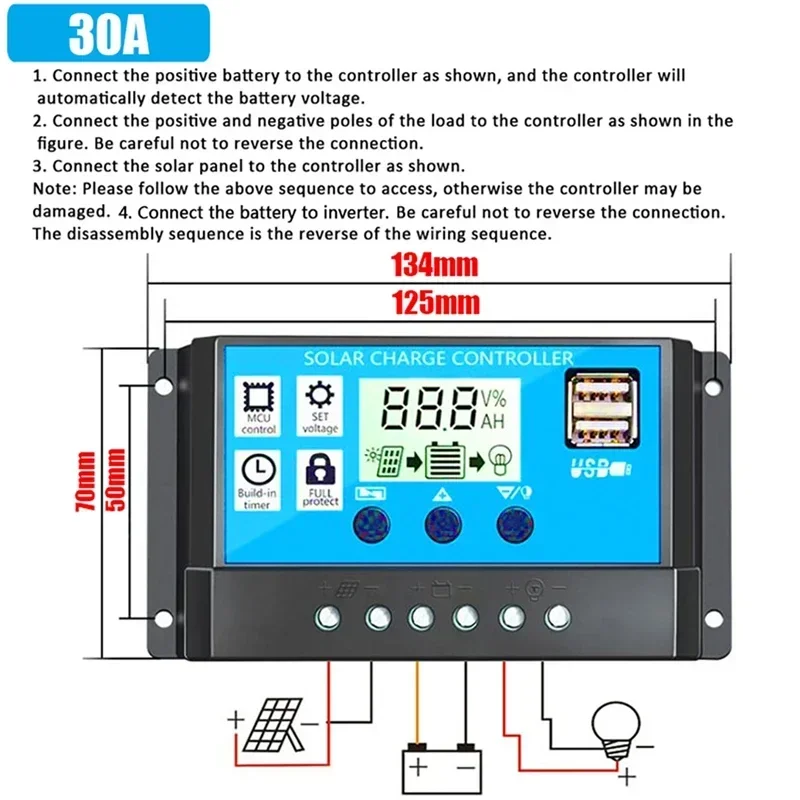 12V to 110V/220V Solar Power System 20W Solar Panel+30A Charge Controller+6000W Modified Sine Wave Inverter Power Generation Kit