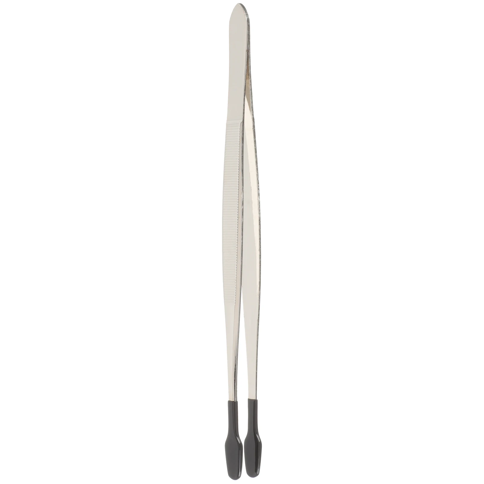 Rubber Coated Tweezers 15cm Stainless Steel Flat Tip Craft Tools for Stamps Coins Jewelry Making Industrial Hand Tools Rubber