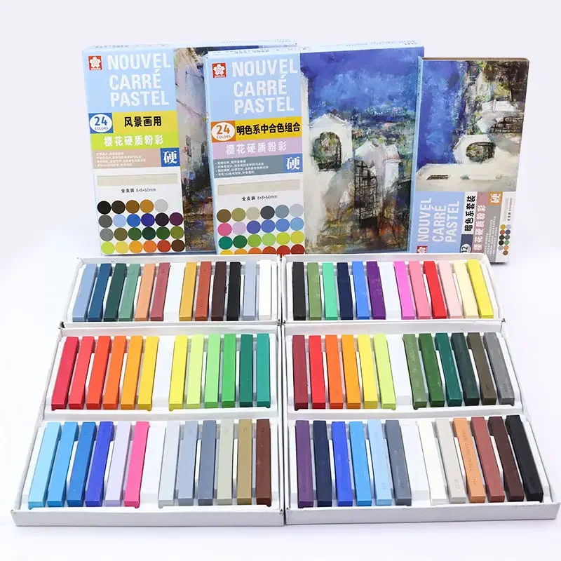 

Sakura Hard Pastel Crayon 12/24Colors Professional Color Pens Painting Pastel Drawing Pen For Art School Stationery Supplies