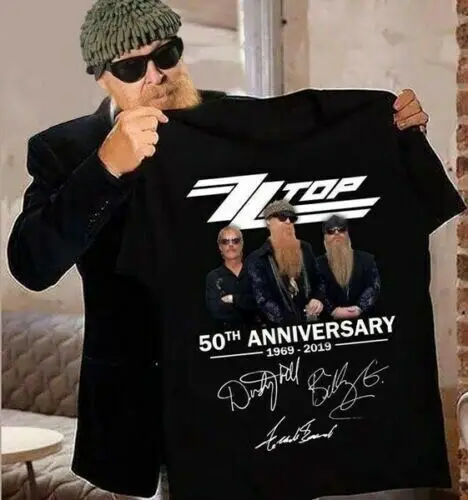 50 Year Anniversary Zz Top Band T-Shirt Short Sleeve Black Unisex S-2345Xl Tee