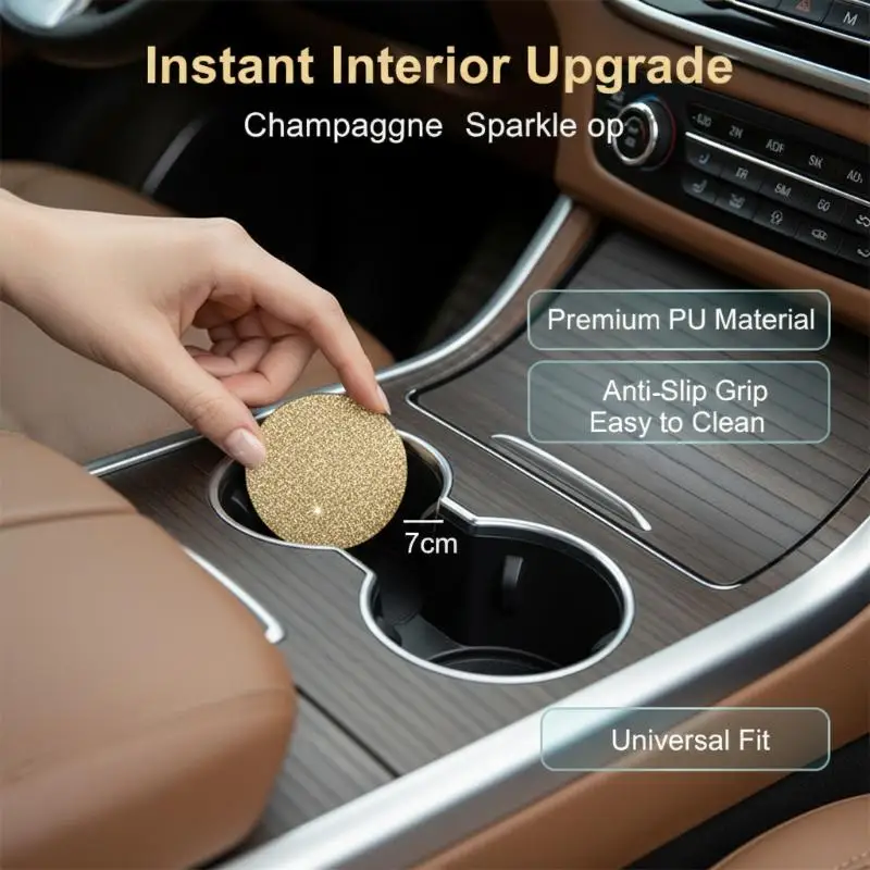 2 Pcs Auto Cup Holder Coasters Inserts Anti Slip Pads For Stable Car Interior Use