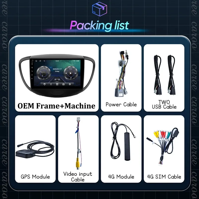 CarPlay Android Auto รถวิทยุ 2DIN Android 15 สําหรับ Hyundai i10 2007-2013 GPS นําทางรถอัจฉริยะระบบหน้าจอสัมผัส