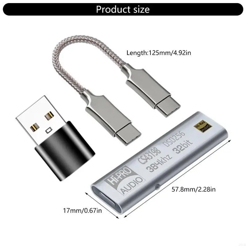 20CB سماعة رأس مكبرات الصوت CS43198 DSD64-258 فك تشفير Dongle USB C Decoding 32bit
