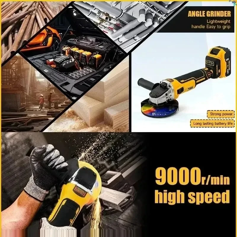Cutting Impact Polisher Vesmatity DCG406 Angle Grinder 125MM Brushless 9000RPM 18V Rechargeable Power Tool Pro Max Plus