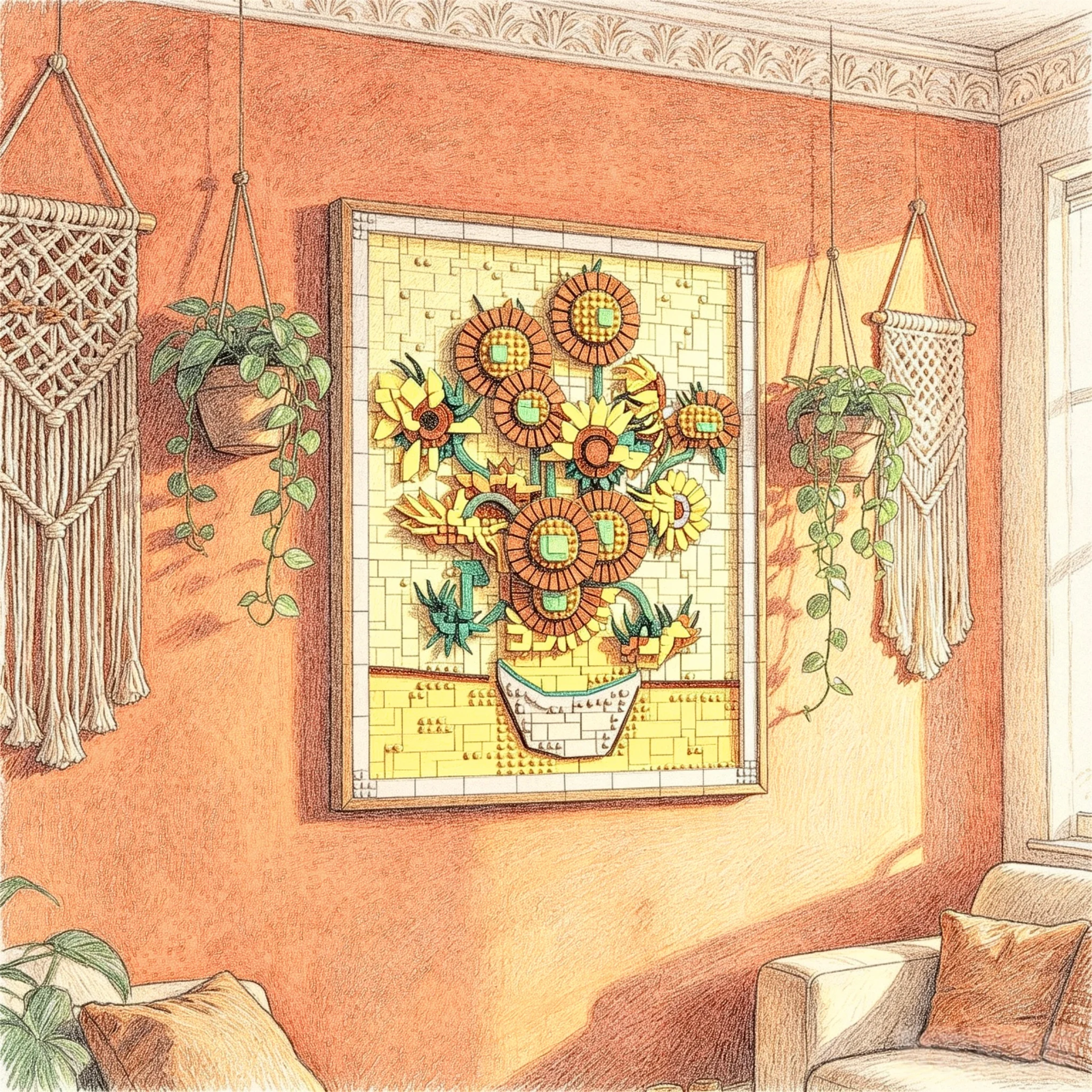

2026 new art mural Van Gogh Sunflower creative toys new building blocks DIY puzzle set men and women holiday gifts
