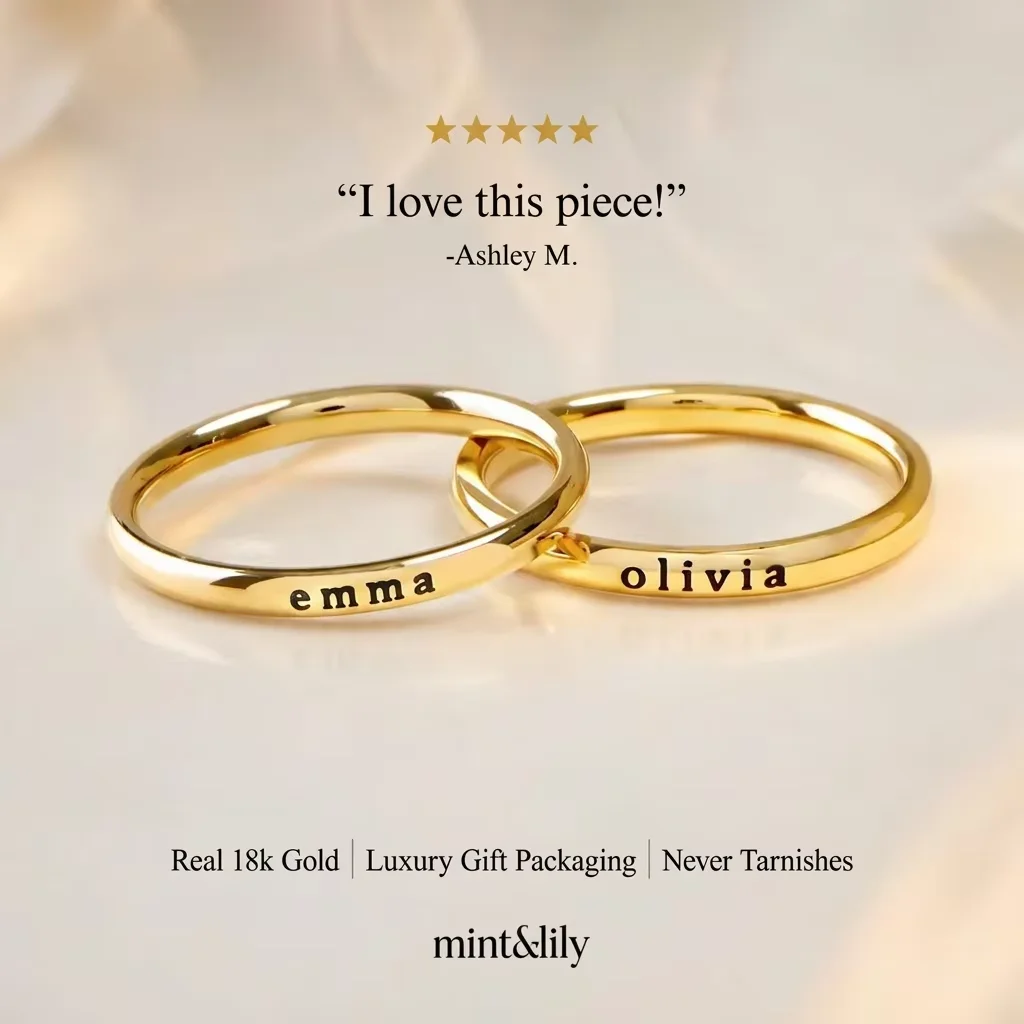 Personalized Engraved Name Rings Custom Letter Gold Ring for Women Jewelry Anniversary Birthday Gift for Mother Daughter Friend view 6