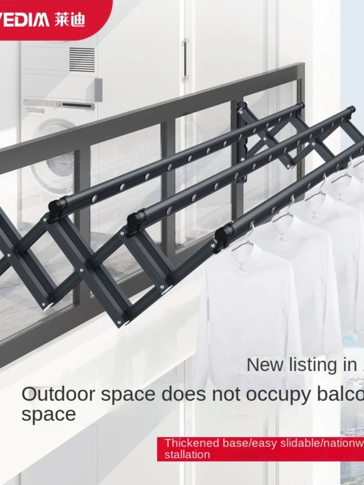 FQ Balcony Retractable Clothes Hanger Outdoor Push-Pull Folding Drying Rack