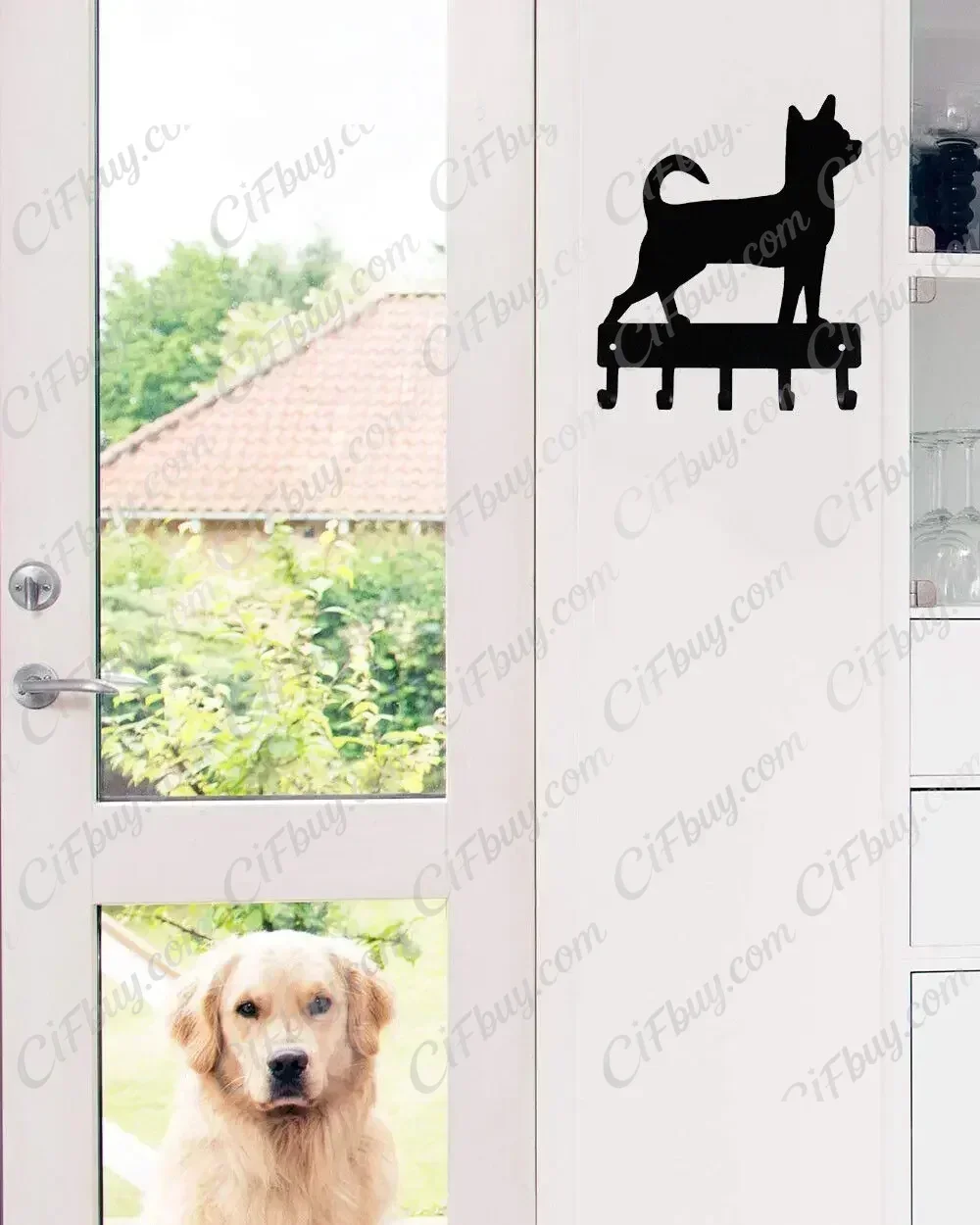 CIFBUY Chihuahua Dog Key Hooks Holder Iron Wall Decor Metal Art Hanging Ornament Rust Proof Indoor Entryway Gift Unique Plaque