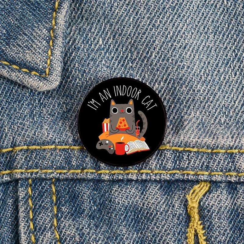 Halloween Indoor Cat Witch Pin Custom cute Brooches Shirt Lapel teacher tote Bag backpacks Badge  gift brooches pins for women