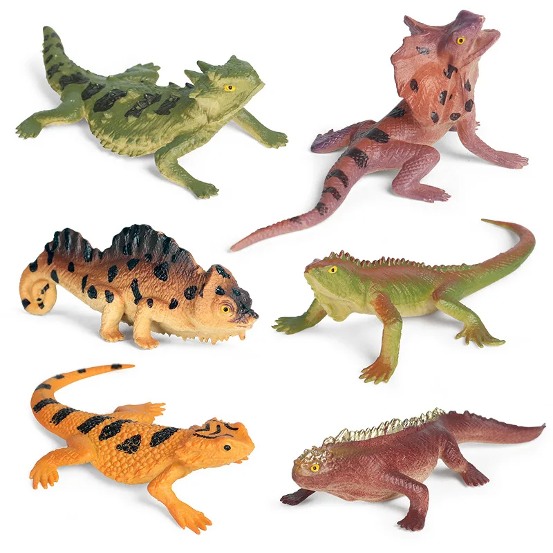 Static Simulation Wild Insect Animal Model Set Mini Lizard Umbrella Lizard Chameleon Horned Lizard Sideburn Lizard Toy