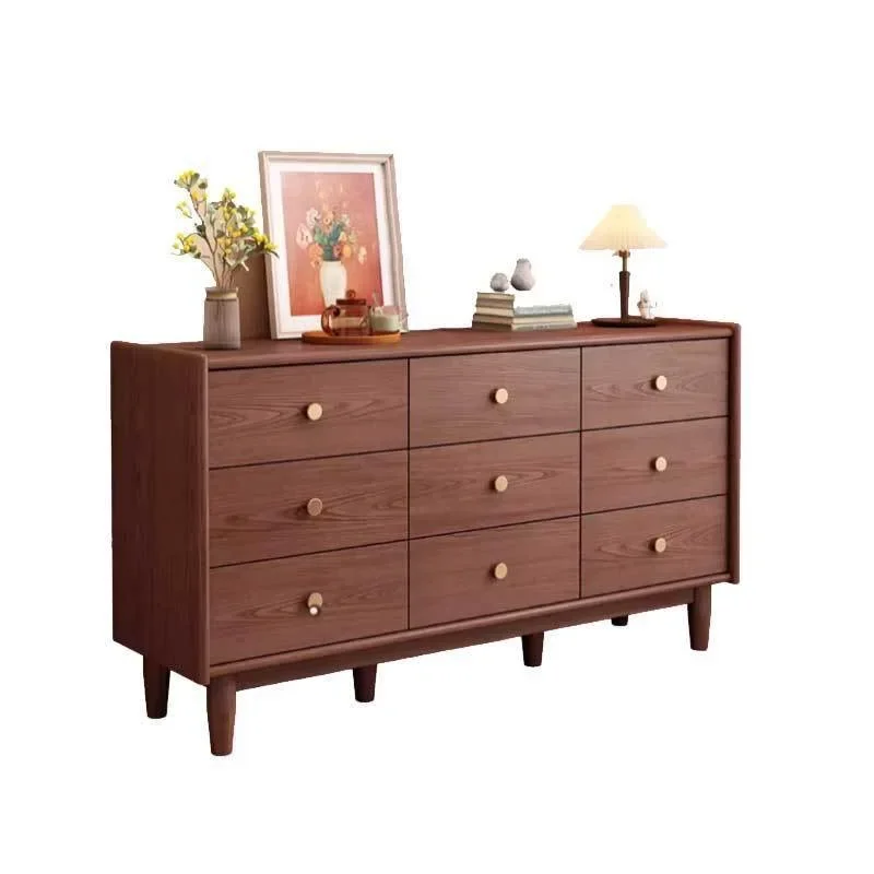 

All solid wood chest of drawers North American black walnut bedroom nine chest of drawers Modern simple living room