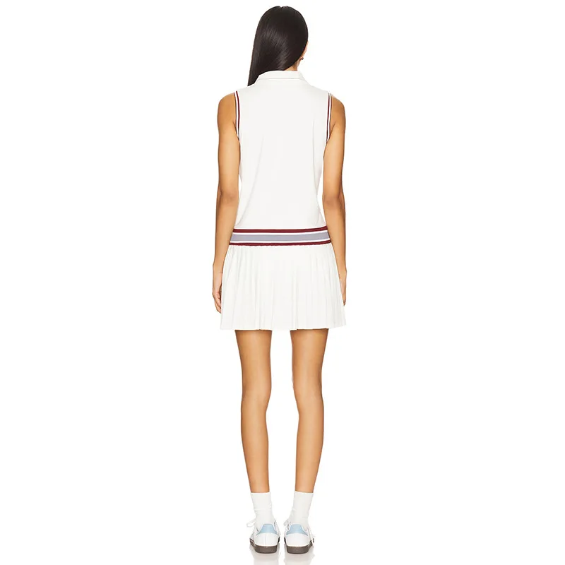 New Colored Collar Tennis Skirt Anti-running Pleated Running Fitness Skirt Outdoor Sports Fitness Wear