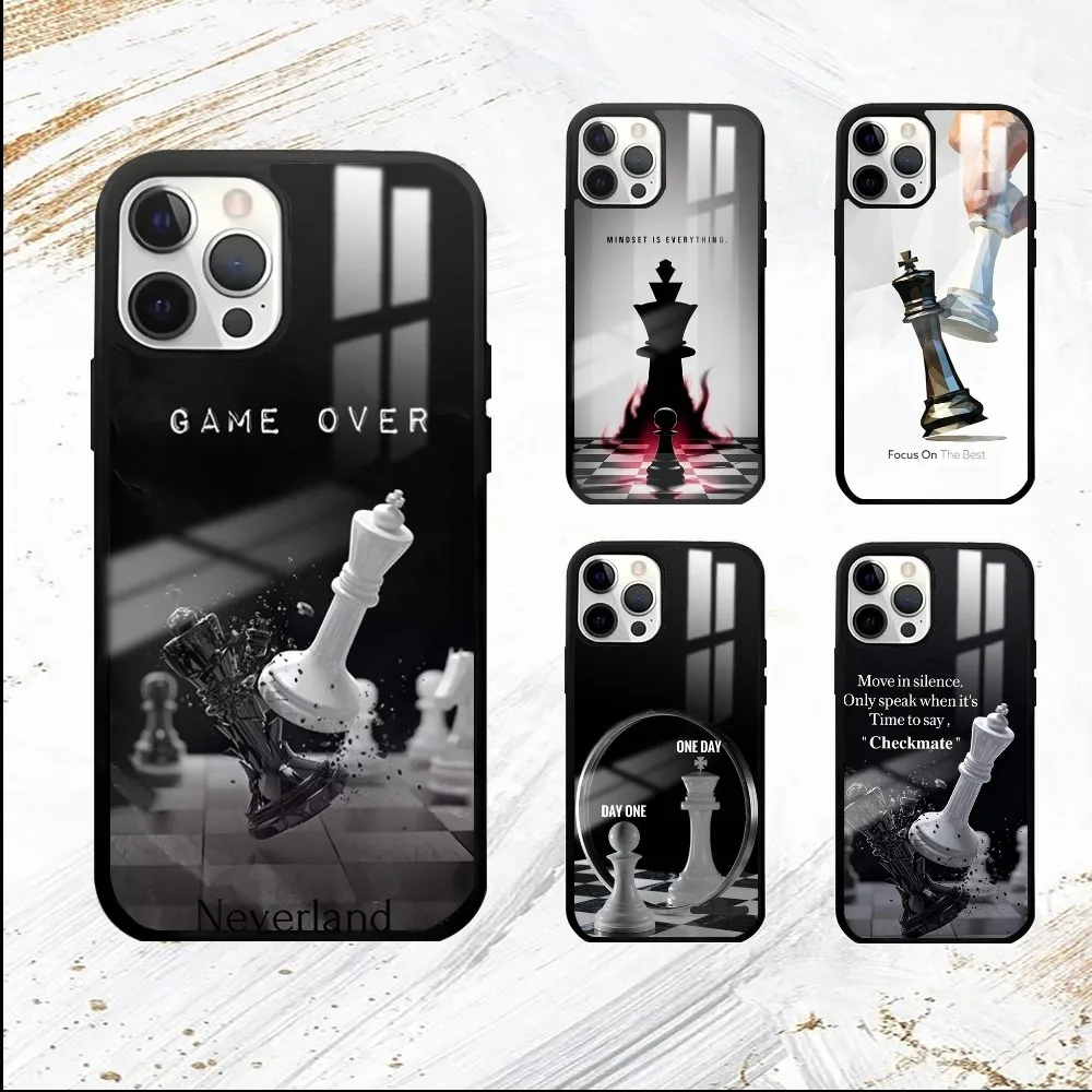 Competitive Chess Game Phone Case For iPhone 16 15 14 13 12 11 Pro Max Plus Mini PC Fashion mirror phone case