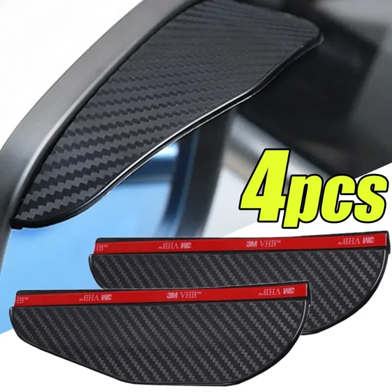 Car Rearview Mirror Rain Eyebrow Carbon Fiber Pattern Visor Shade Rain Cover Car Rainy Shield Guard Rain Eyebrows