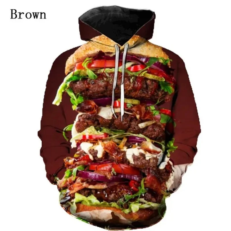 

Beef Hamburger Graphic Hoodie Men Pullovers 3D Print Delicious Fast Food Hoodies Womens Clothing Harajuku Fashion y2k Tops Hoody