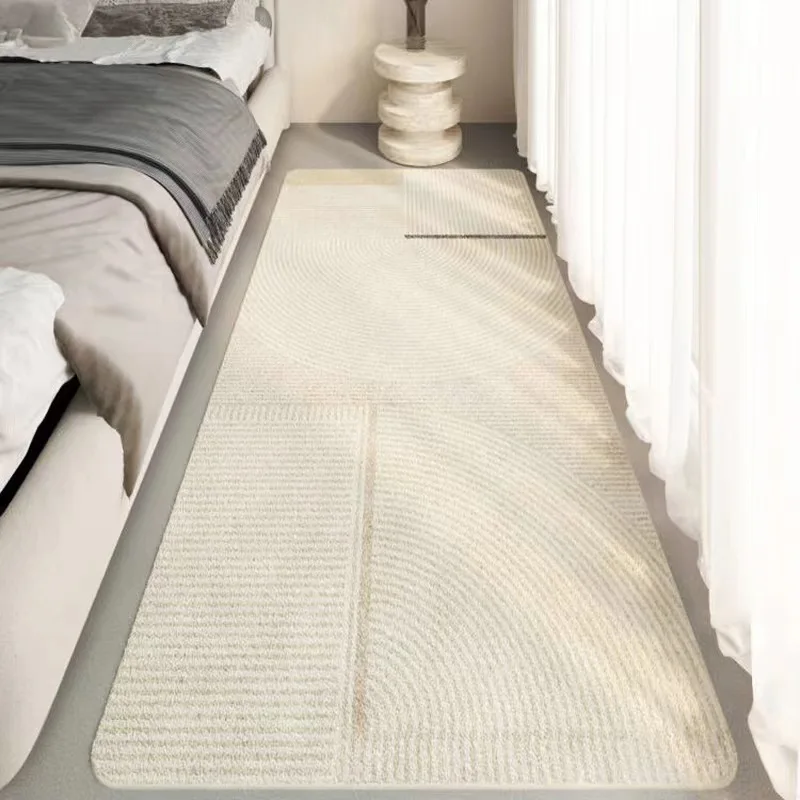 VIKAMA Wabi-Sabi Style Faux Cashmere Bedroom Bedside Rug Dirty Resistant Non-Slip Cloakroom Rug Warm Floating Window Mat