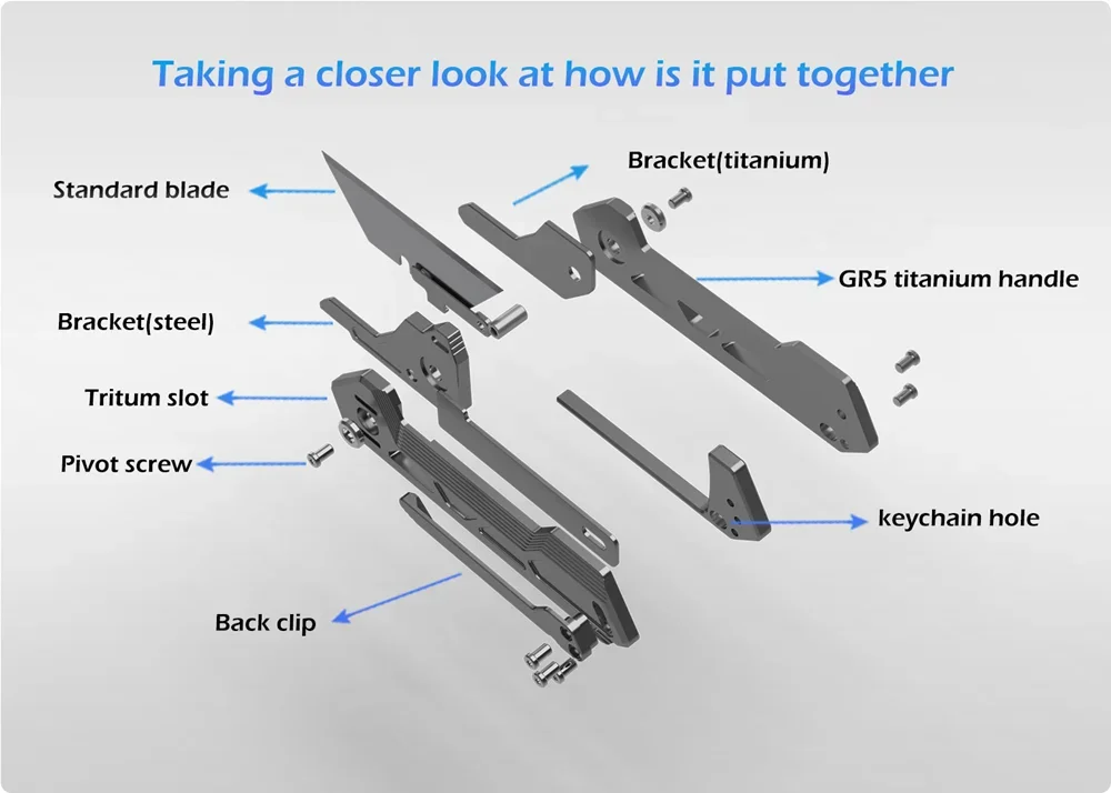 Titanium Alloy Pocket Cutter Knife Unpacking Camping Pocket Outdoor Tools Utlity Knife EDC