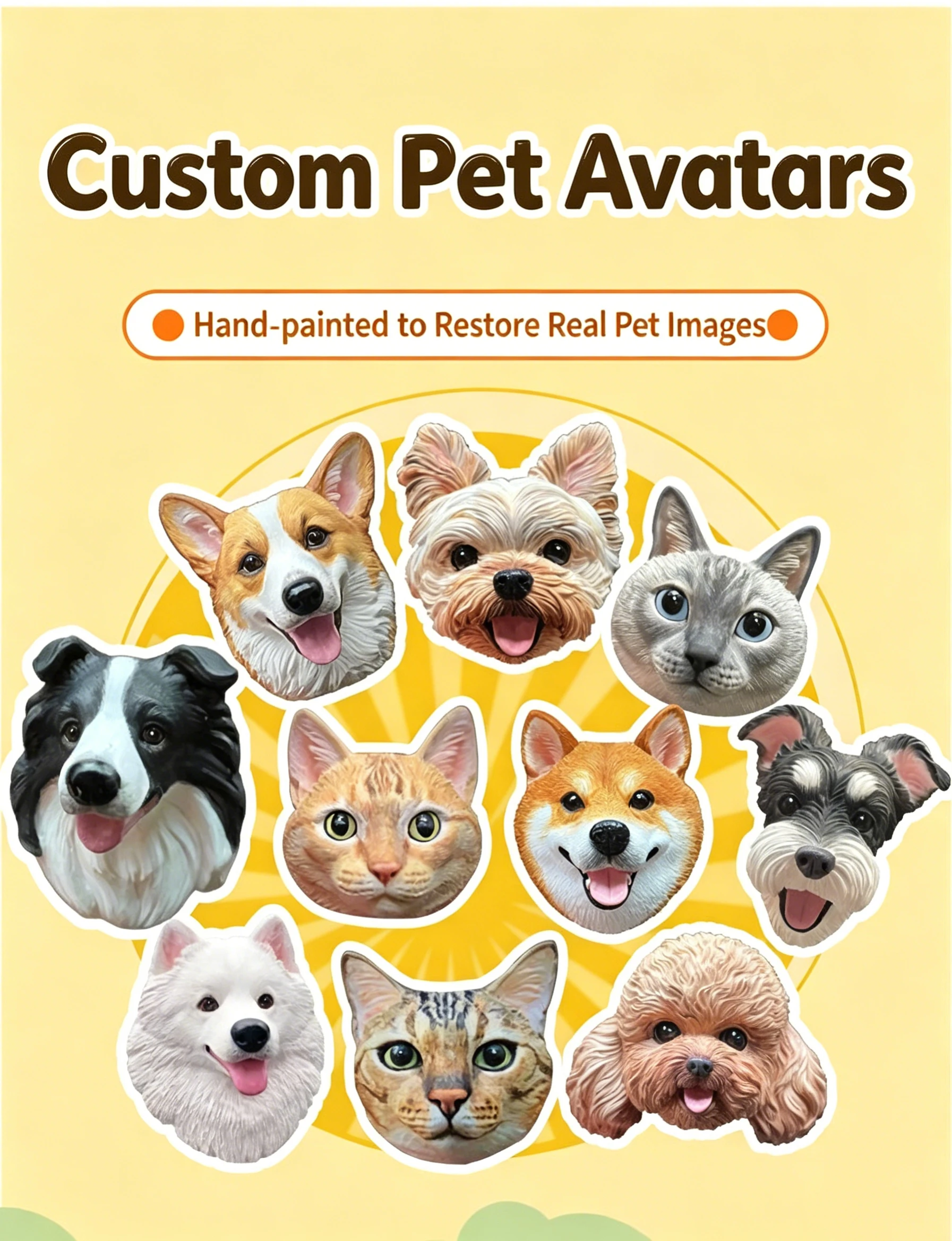 Custom Hand-painted Pet Portrait Fridge Magnet Memorial Gift_voghion.com