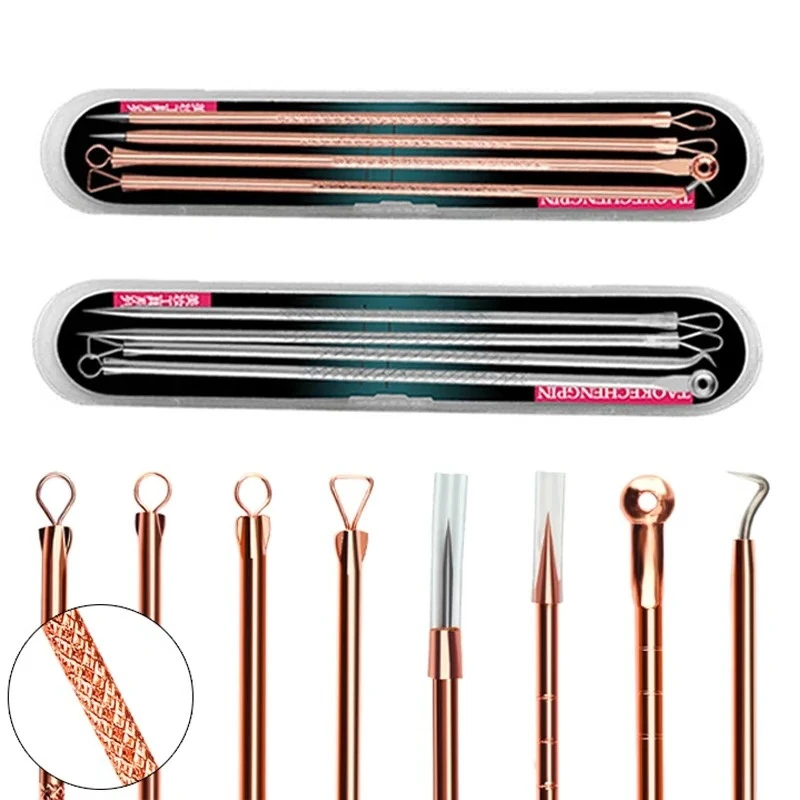 الشظية/الذهب البثرة Comedone حب الشباب بثرة Belmish النازع مزيل الرؤوس السوداء أداة نظيفة ملعقة لأداة العناية بالوجه 1 صندوق 4 قطعة #6