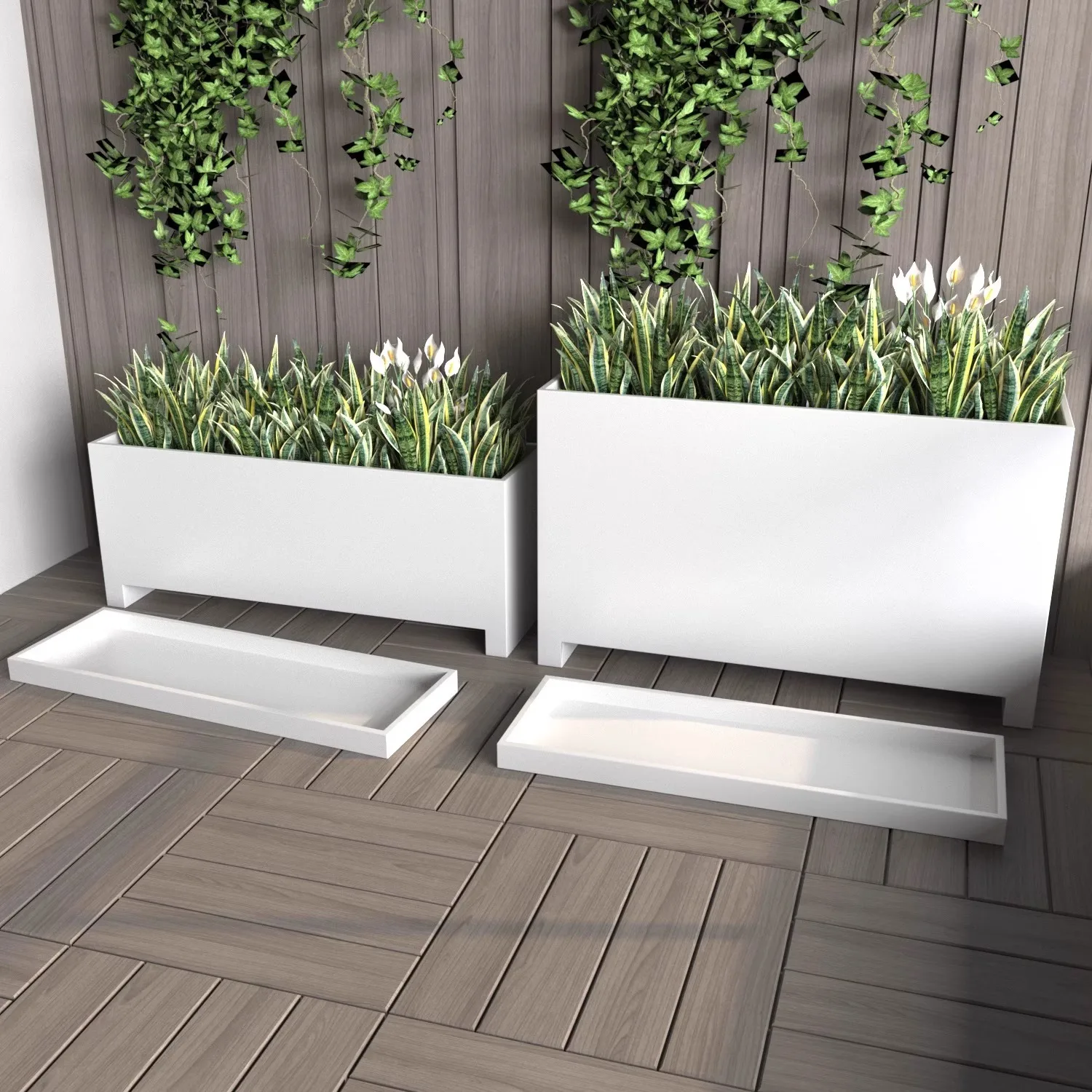 Outdoor wrought iron balcony, rooftop, indoor and outdoor flower box, rooftop terrace, courtyard combined planting