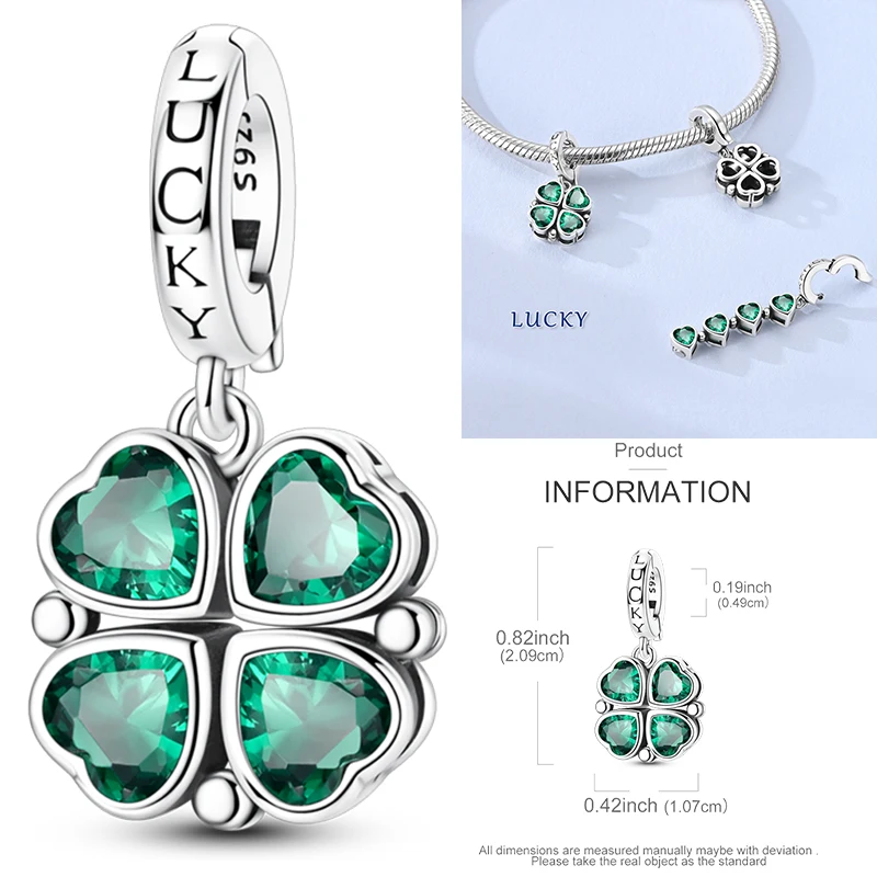 925 Sterling Silber Charm-Perlen Schmetterling Kleeblatt Glücksbringer Katze Böser Blick Delfin Reise-Charms für DIY Armband Halskette Damengeschenk – Detail 26