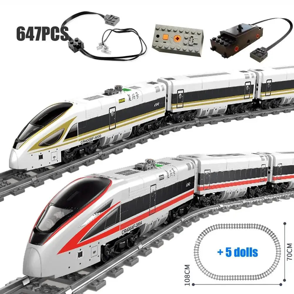 Technical Express Train Modern High Speed Carriage Electric Powered City Track Dolls Educational Building Blocks Toys for Kids