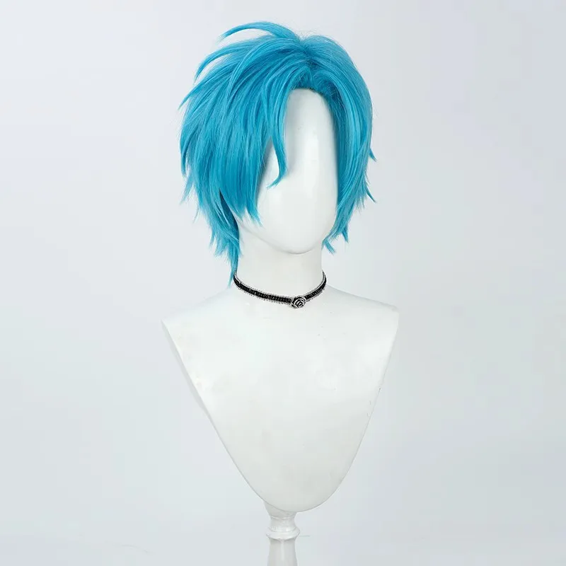 

Anime Cosplay Wig White & Blue Mixed Hair with Mantis Nest Style Anti-Warping High Temperature Resistant Synthetic Wig