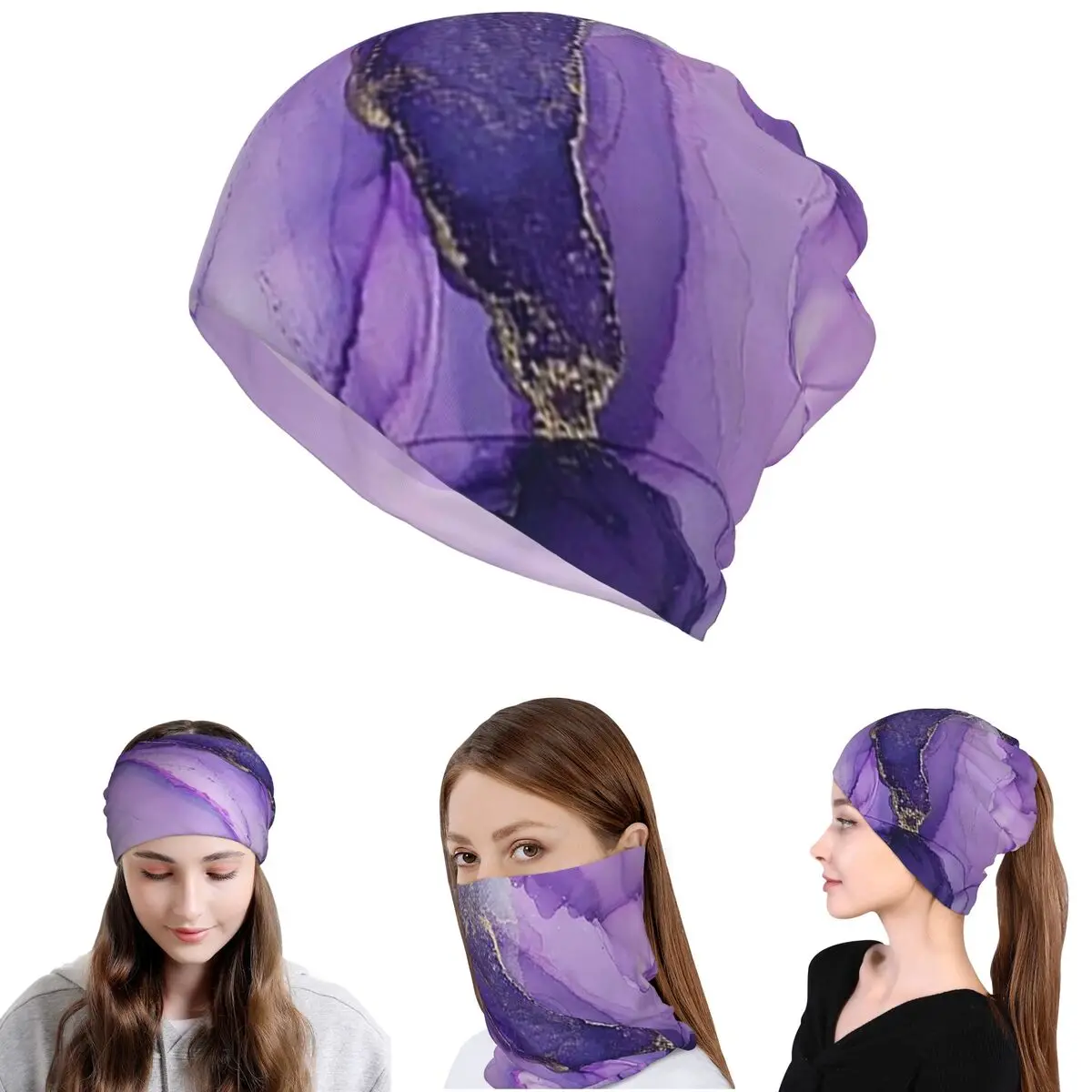 

Original Regal Purple Alcohol Ink Abstract A Bandana Neck Cover Mask Scarf Multi-use Cycling Scarf Beanies Hat Adult Windproof