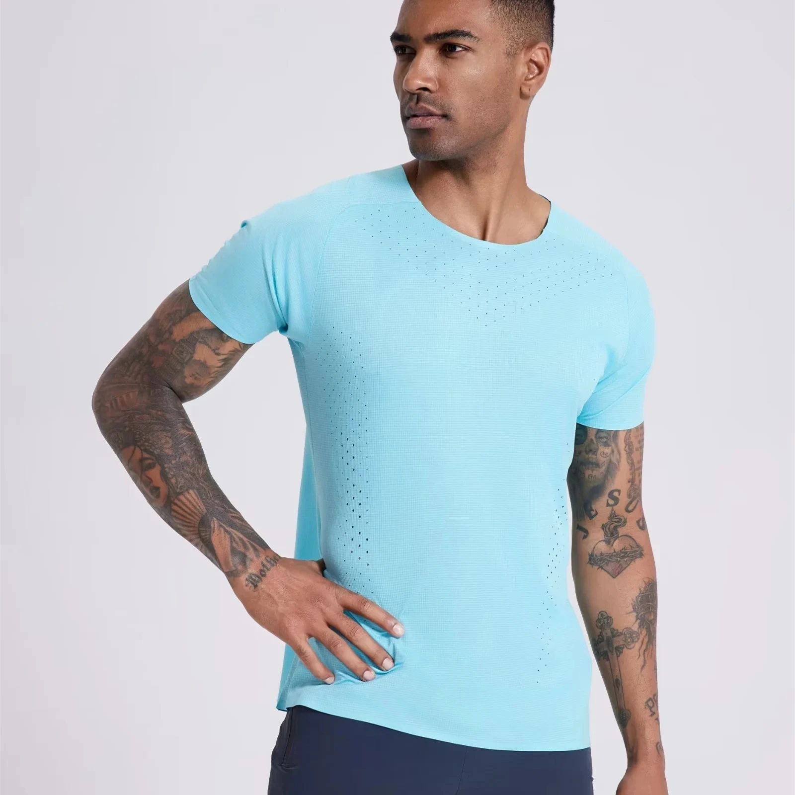 Men Urltra-Light Athletics T-Shirt Running Shirts Sport Fitness Gym T Shirts Mens Short Sleeve Athlete Track Field Breathable