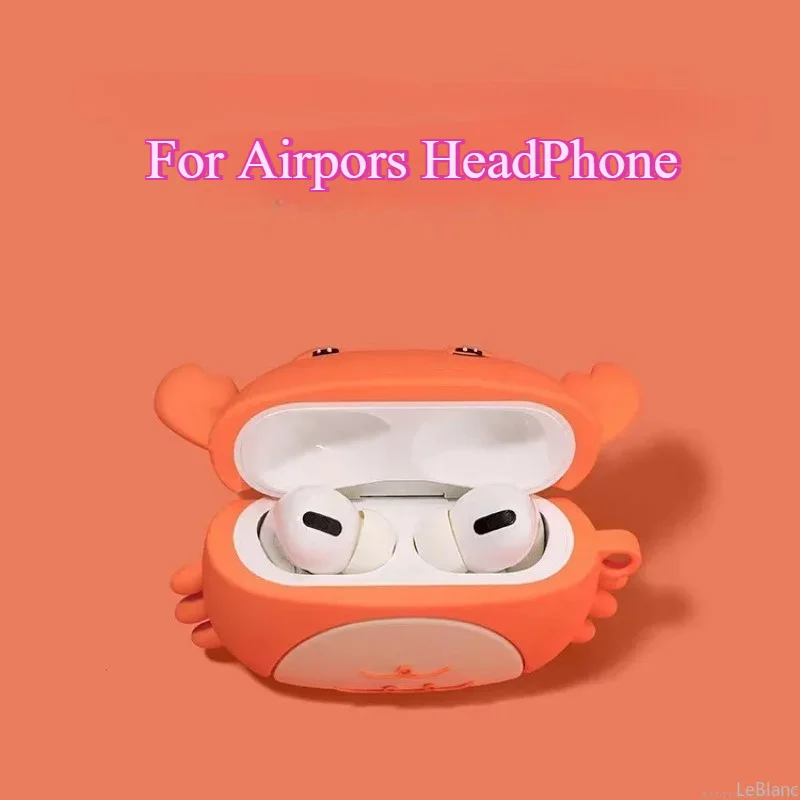Étui pour écouteurs Airpods 3 4 Pro Pro2 Pro3 en silicone anti-chute, motif crabe 3D mignon à bouche torsadée, avec porte-clés