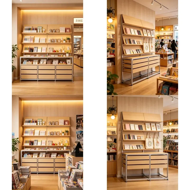 Wood-based Panels Marine-grade Italian Minimalism Book Display Cabinets Commercial Exhibition Shelving Multi-layer Birch