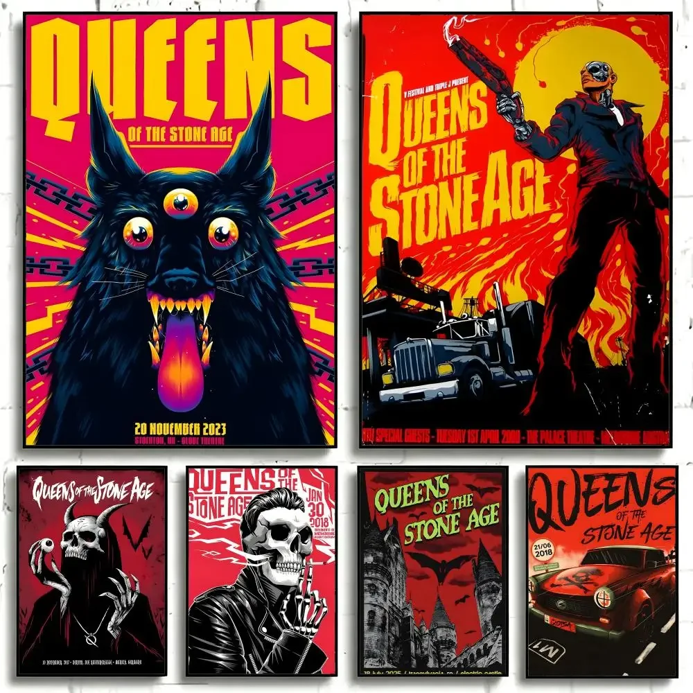 Band Queens Of The Stone Age Poster Self-adhesive Art Waterproof Paper Sticker Coffee House Bar Room Wall Decor