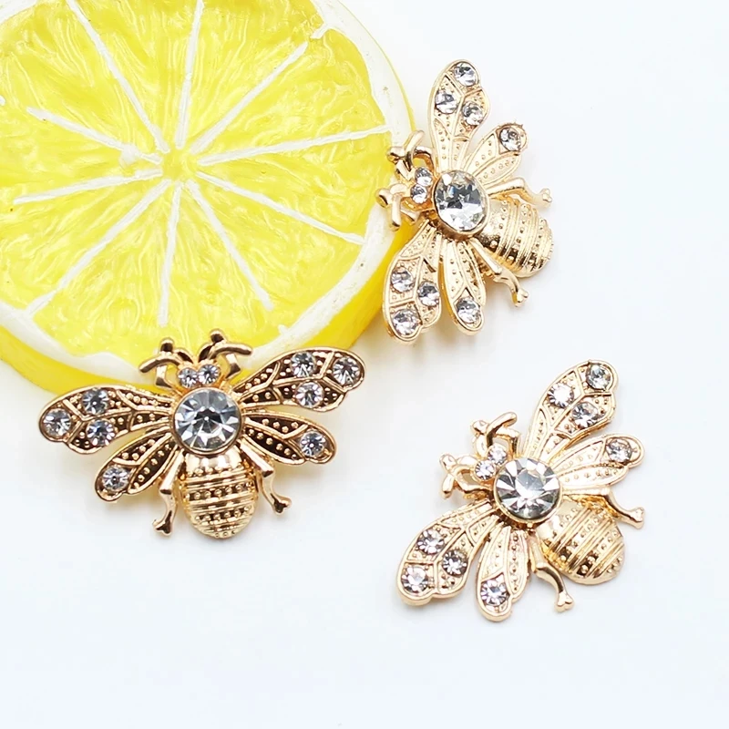 New 10 21 * 32mm creative cute insects shiny rhinestone button gift box decoration DIY alloy jewelry accessories